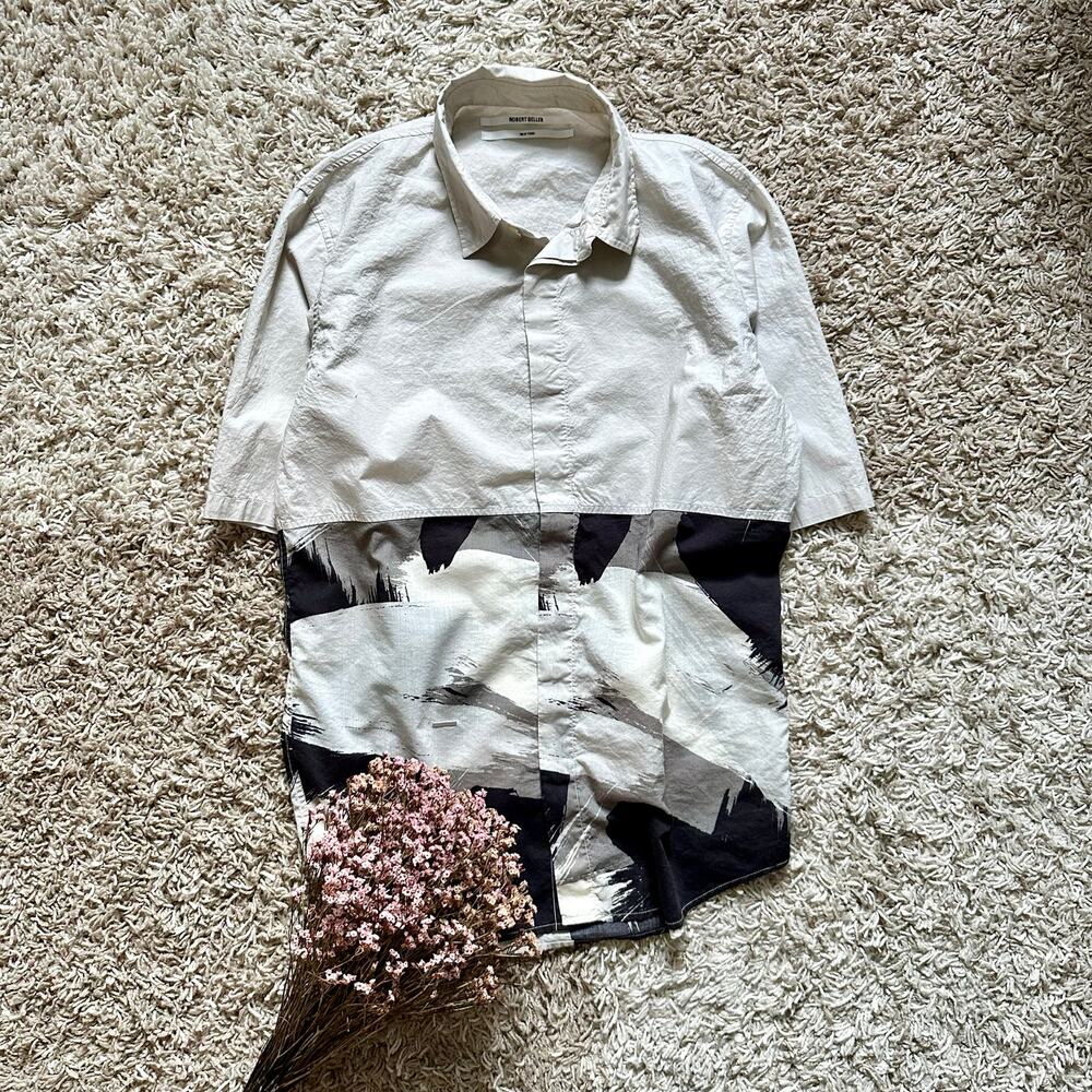 Robert Geller NY Short Sleeve Button Up Shirt Print Made In Japan Men’s Size 46